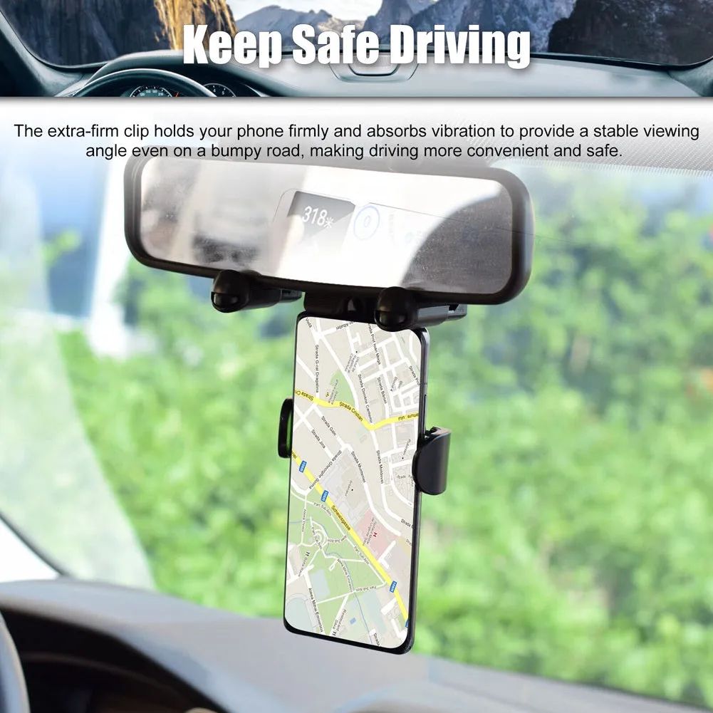 Car Phone Holder Cradle Rearview Mirror Mount Stand 360-degree