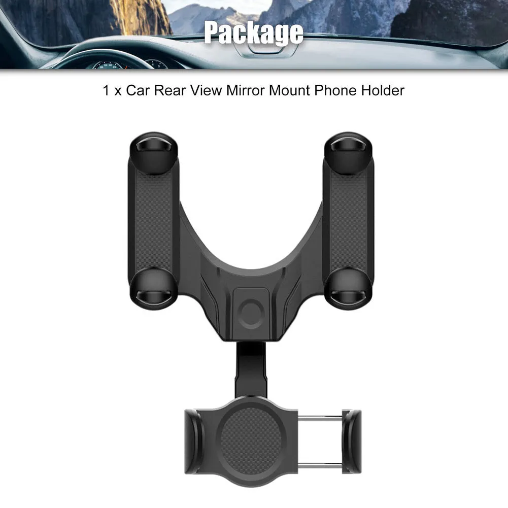 Car Phone Holder Cradle Rearview Mirror Mount Stand 360-degree