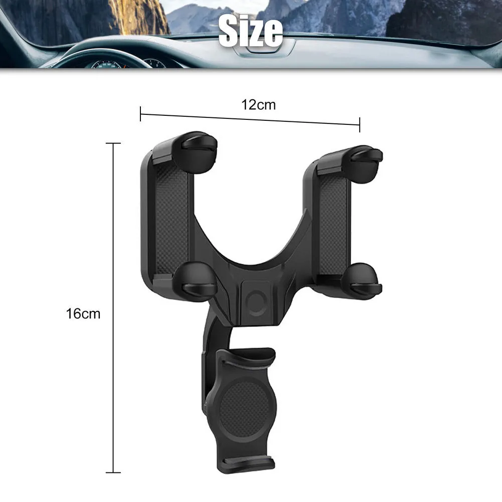 Car Phone Holder Cradle Rearview Mirror Mount Stand 360-degree