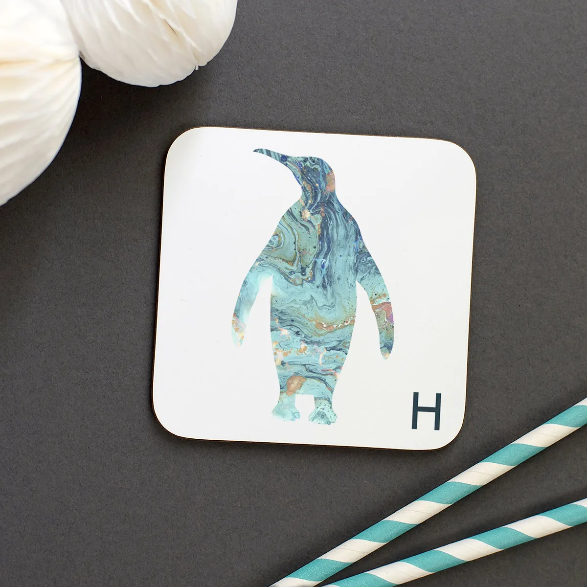 Personalised Marble Arctic Animal Coaster